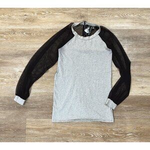 Twelve by Twelve Los Angeles Womens Top Blouse Sheer Mesh Black Gray Sz XS